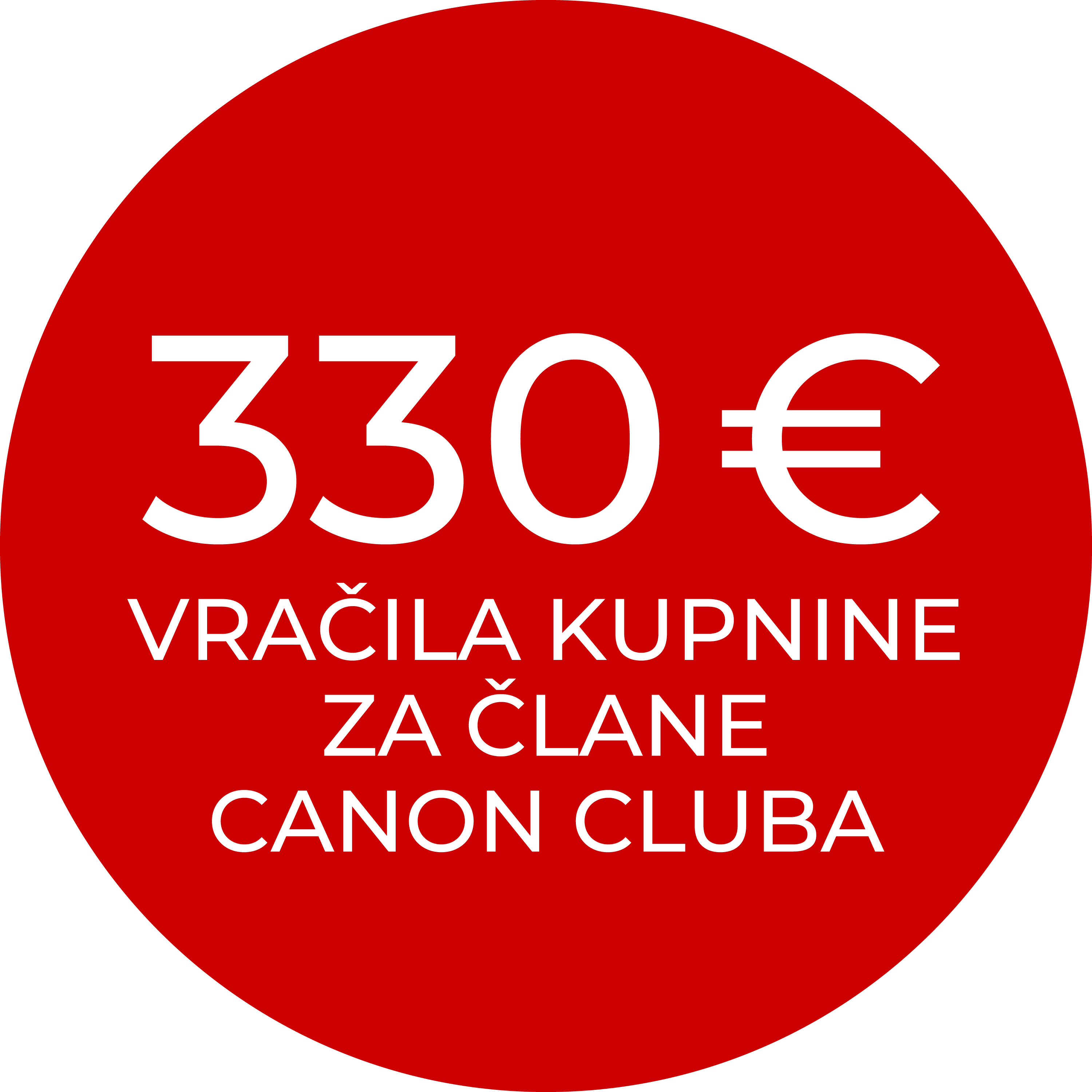 330 € vračila kupnine za člane Canon Cluba