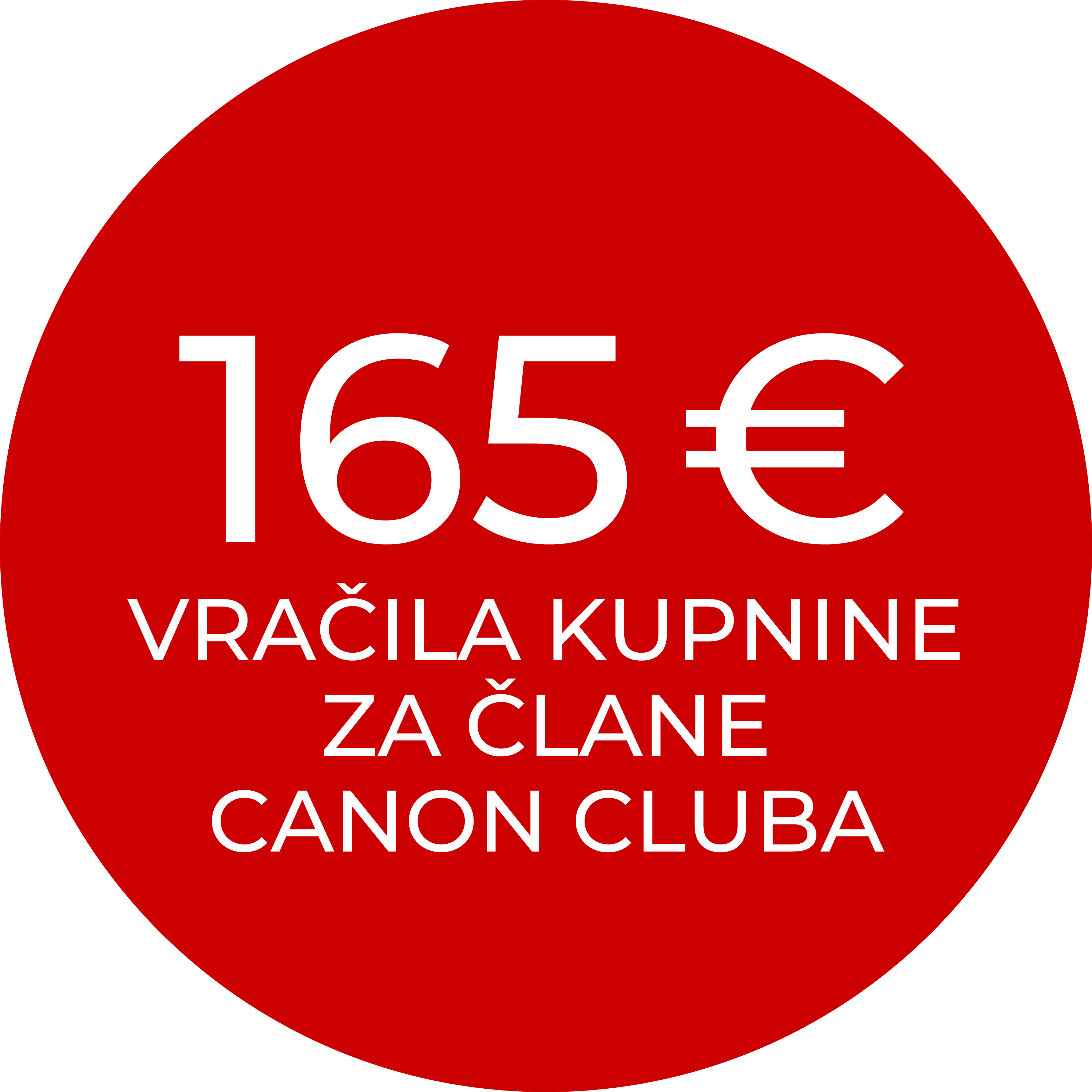 165 € vračila kupnine za člane Canon Cluba