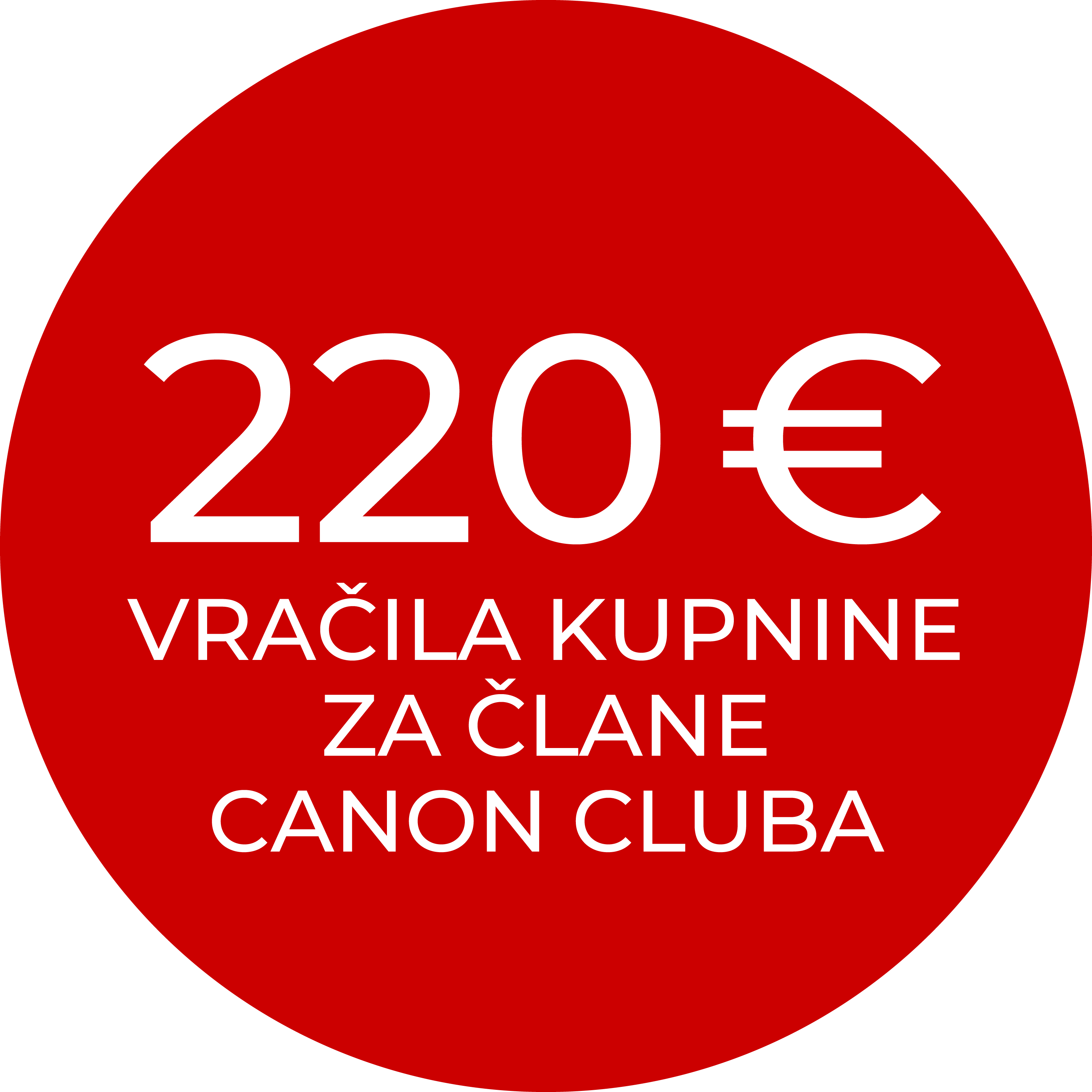 220 € vračila kupnine za člane Canon Cluba