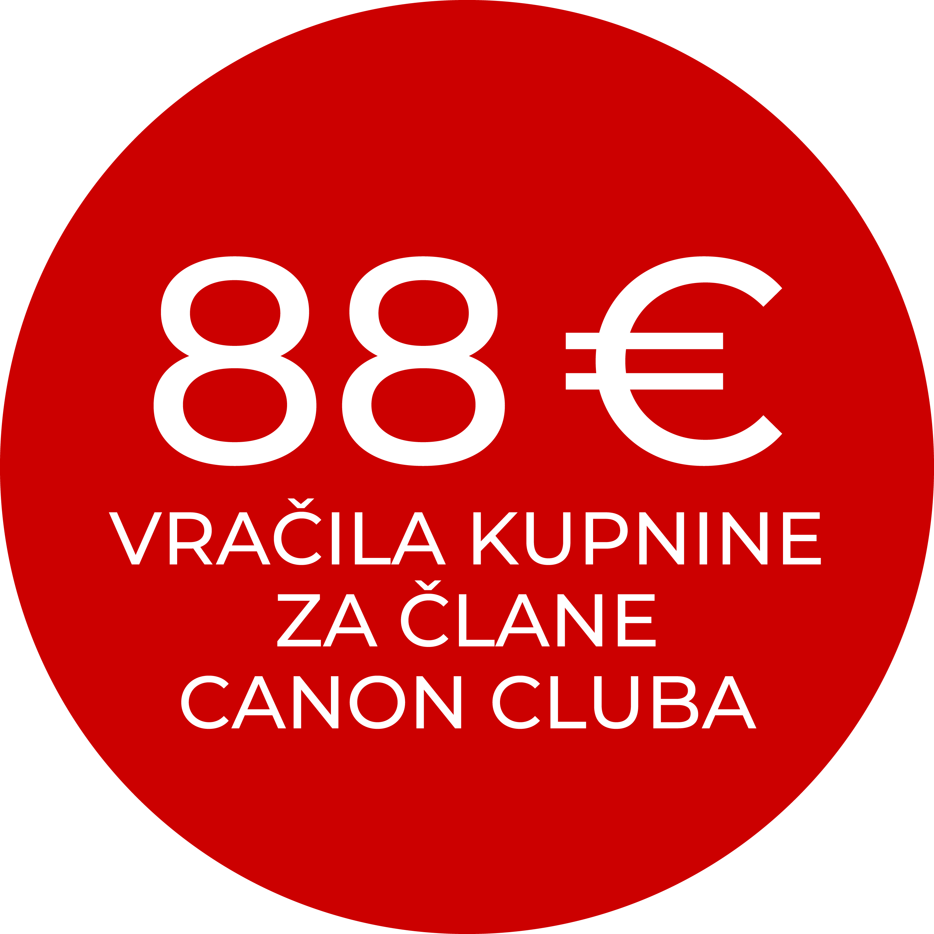 88 € vračila kupnine za člane Canon Cluba